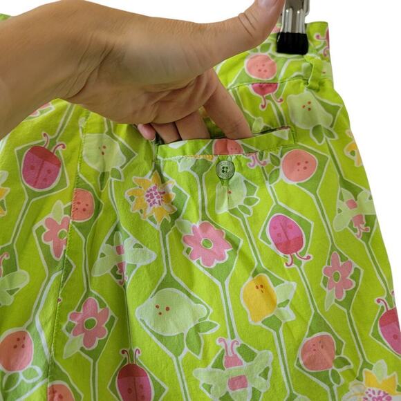 Lilly Pulitzer Spring Ladybug Floral Fruit Print Light Weight Capri Pants Size 6 - Picture 6 of 8